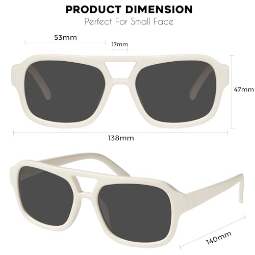 Image of mosanana Small Square Aviator Sunglasses for Women MS52362 | Retro Narrow Frame, UV400 Protection, Designed for Daily Outfits, Travel and Fashion Looks