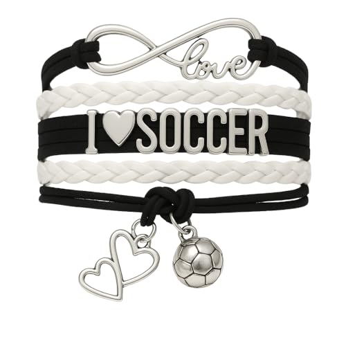 Infinity Collection Soccer Gifts, Soccer Bracelet, Soccer Jewelry, Adjustable Soccer Charm Bracelet- Soccer Gifts (Love)