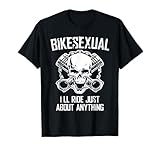 I'll Ride Just About Anything Skull and Pistons Cross Biker T-Shirt