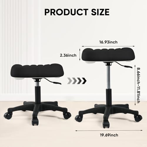 Image of Ergonomic Adjustable Under Desk Footrest,Ottoman with Wheels | 500lbs|360 swivel Silent PU casters|Thick 2.36 inch Seat| Rolling Stool with Wheels for Massage,Salon,Spa,Clinic,Office,Home