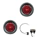 Pair of 2" Round - Red LED Side Markers w/2 Pole Connectors - Grommet Mounted - TecNiq LED Truck Trailer RV Lights - Made in USA