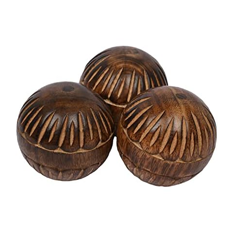 EDHAS Set of 3 Decorative Mango Wood Balls Cover