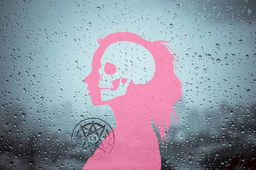 Skulls on the Mind Decal – Window or Flat Surface Decor, 7 Customizable Colors, Handmade & Machine Cut, Unique Skull Silhouette Design