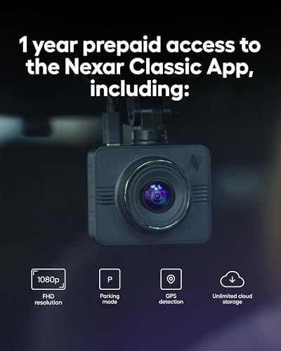 Image of Nexar Beam GPS Dash Cam - 1 Year Nexar App Subscription Included - Unlimited Cloud Storage, Drive Recordings, Parking Mode, Night Vision, All Inside the Nexar App - WiFi HD Front Dash Cam (64 GB SD)
