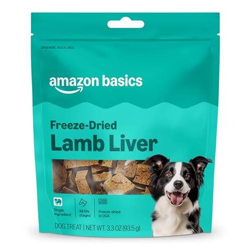 Amazon Basics Freeze-Dried Raw Single Ingredient Dog Treats, Lamb Liver, High Protein, Healthy...