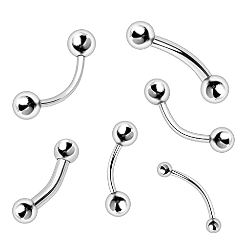 Curved Barbell, 316L Stainless Steel, 1.6mm x 12mm, 5mm Ball Top, Silver, Body Piercing Jewellery, Unisex