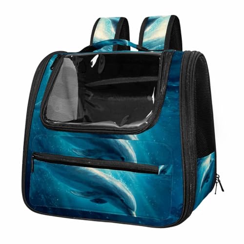 otnrnondcl Sea Animals Dolphin (3) Cat Backpack Carrier, Pet Backpack for Dog Cat Puppy Kitty, Travel Carrier for Hiking Walking Outdoor Use
