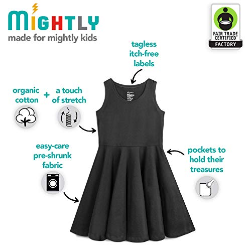 Mightly Girls' Sleeveless Skater Dress | Organic Cotton Casual Summer Clothes, Swing Dresses With Pockets, Cute Fashion Twirl Play Dress, Fair Trade Certified For Toddler & Kids Turquoise, 4T #TOP2