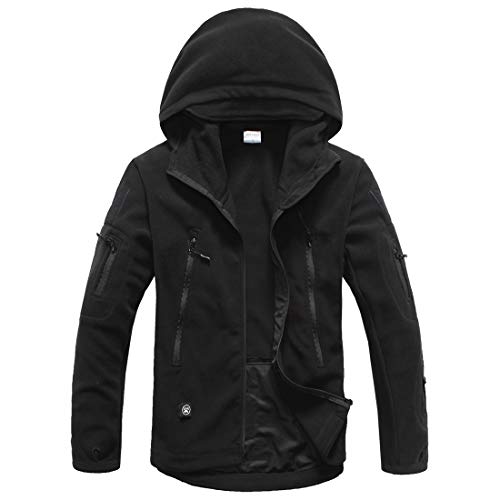 Refire Gear Men's Warm Military Tactical Sport Fleece Hoodie Jacket (X-Large, Black) #TOP2