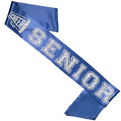 Cheer Senior Sash Blue - High School Cheerleader Royal Blue PREMIUM GRADE SATIN Sash - Cheer Squad Supplies3