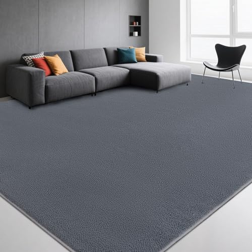 Image of Large Modern Area Rugs for Living Room Bedroom, 4x6 Feet Grey Ultra Soft Thickened Memory-Foam Indoor Rug, Comfy Aesthetic Solid Minimalist Carpets for Girls Boys Nursery Dorm Home Decor