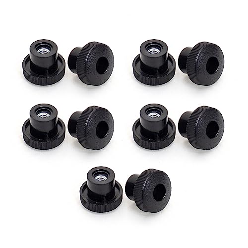 Image of POWERTEC 10 Pack 1 /4 inch-20 Round Knobs, Threaded Clamping Knobs for T Track & Table Saw Accessories, Featherboard, Woodworking Jigs on Miter Saw, Router Table, Drill Press (QNB3004-P2)
