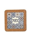 Carrelages en Céramique Ethnique Azulejo Portugais - Sous-Verres en Liège - Souvenir et Cadeau Parfait du Portugal (20 cm - 7,8 Pouces) (Vert)