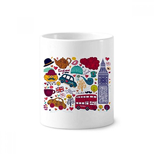 Support en céramique brosse à dents pen tasse blanche tour bus Royaume-Uni Angleterre Big Ben