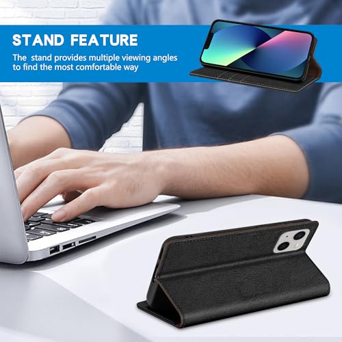 Image of ZZXX for iPhone 13 Mini Wallet Case Strong Magnetic 5.4 inch,Black