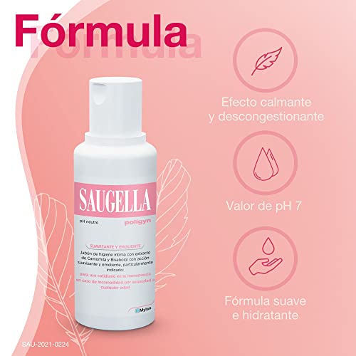Saugella Poligyn Gel Íntimo para Mujeres en Menopausia - Limpieza Delicada y Alivio de Sequedad Vulvar, Respeta el pH y Protege la Piel Sensible - 250 ml - imagen 4