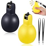 Rotatingpals Hand Squeeze Whistles with Lanyards Multicolored Coach Whistle for Coaches Referees Handheld Sports for Indoor Outdoor Home Sports, Soft PVC(2 Pcs,Black, Yellow)