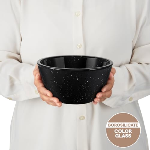 Image of Borosil 1 L Serving & Mixing Bowl | Made in India Borosilicate Glass Bowl for Kitchen & Dinning | Bowl for Mixing Dough, Salad, Batter | Microwave & Dishwasher Safe (Pebble Black)