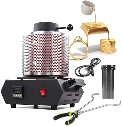 Horno eléctrico de fusión para fundición de Metales, máquina de fundición Digital de 1750 W, para fundición de joyería, Apto para Cobre y Aluminio. (1kg)