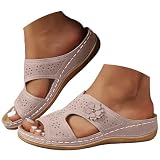 Floral Wedge Slides for Women 2026 Open Toe Slip On...
