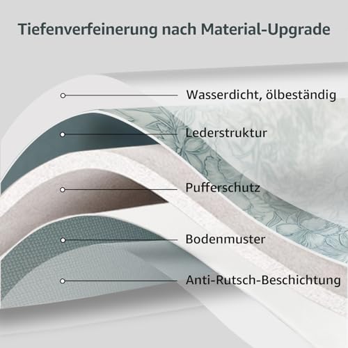Set di 4 tovagliette con 4 sottobicchieri, design floreale intagliato, antiscivolo, resistenti al calore, lavabili, per cucina e tavolo da pranzo, in pelle artificiale (verde) - immagine 5