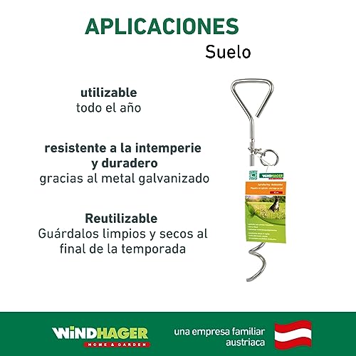 Miniatura 6 de Windhager Anclaje En Espiral Para El Suelo, Anclaje De Tierra, Arenque Para Correa De Perro, Estaca Para Perros, Espiral Para Jardín, 41 Cm X 8 Mm, 07134