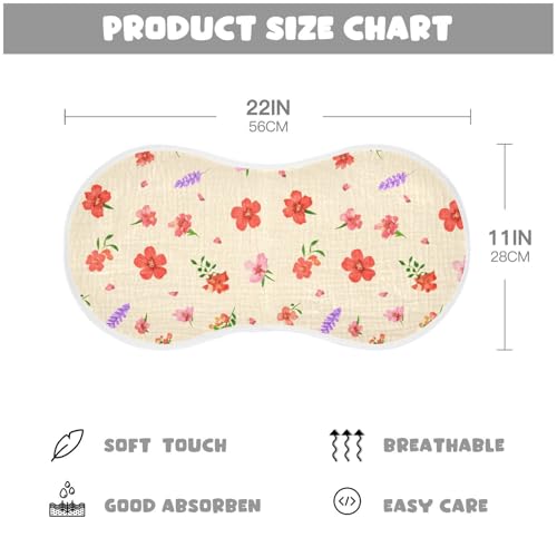 2 Pack Baby Burp Cloths, Soft Absorbent Burping Cloths for Babies, Cotton Milk Spit Up Rags, Large Size for Newborns, Baby Boys and Girls (Small Flower Pattern)4