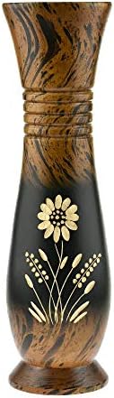 AeraVida Decorative Daisy Flower Black and Brown Mango Tree Wooden Vase | Classic Flower Vase | Mango Tree Wood Flower Vase| Handmade Home Office Table Vase| Flower Vases Decorative for Living Room