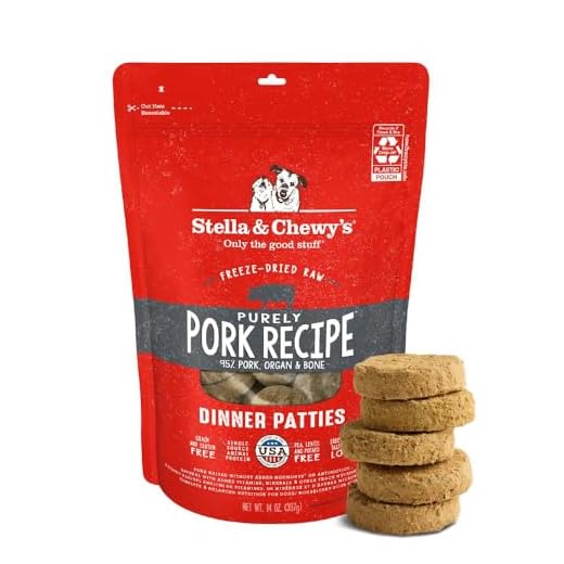 Stella & Chewy's Freeze-Dried Raw Dinner Patties - Purely Pork Recipe - High Protein Grain-Free Puppy & Dog Food - Perfect For Picky Eaters - 14 oz