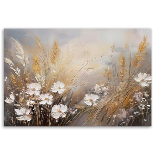 Impresión artística sobre lienzo de flores blancas, lámina abstracta de alta calidad para pared