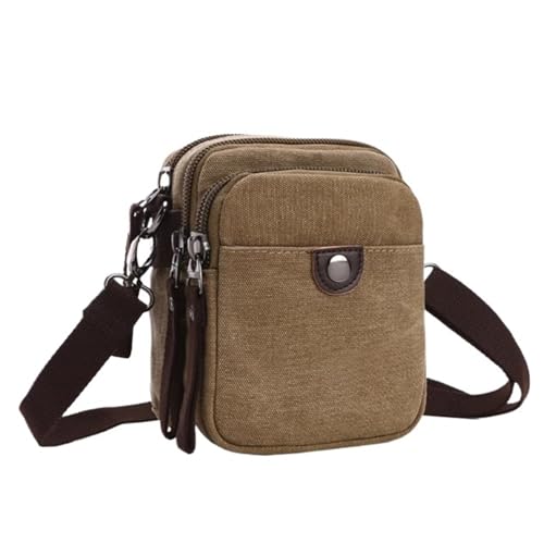 Small Casual Shoulder Bag, Canvas, Multi Pocket, Men Vintage Crossbody Bag, Lightweight, for Work Business Office Travel