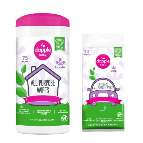 Dapple Baby All Purpose Wipes, Plant Powered, Hint of Lavender,