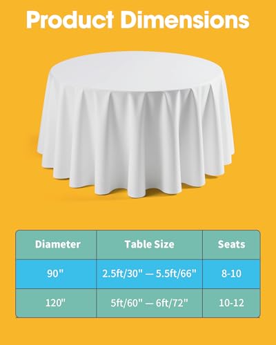 Image of Niuara White Polyester Table Cloth, 6 Pack, 90 in