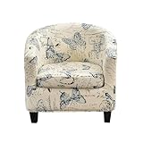 CRFATOP 2 Piece Club Chair Slipcover Printed Tub Chair Slipcover Armchair Soft Printed Round Barrel Chair Covers with Elastic Bottom for Bar Counter Living Room, Butterfly