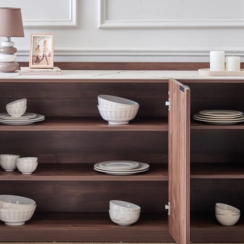 Image of Home Centre | Hadley 3-Door Sideboard | Storage Cabinet for Home | Engineered Wood | Walnut | 1 Year Warranty