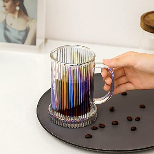 Taza de vidrio Lysenn con rayas verticales clásicas 11 oz miniatura 2