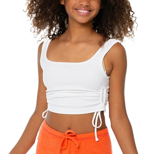 Girls Tank Top w/Side Ruching – Seamless Camisole for Girls Ages 10-14 Cami for Tweens and Teens Fit S/M – M/L