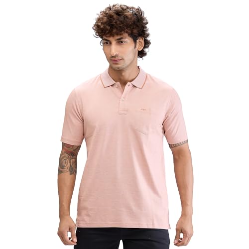 Image of Colorplus Men's Comfort Fit Solid Pattern Pure Cotton Plain Collar Half Sleeve Casual T-Shirt