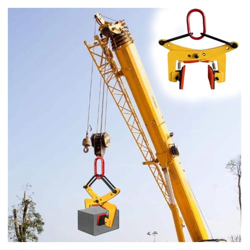 Safe Durable Yellow Lifting Clamps with Pull Ring & Rubber Chuck, Heavy Duty Stone Lifting Clamps, Plate Vertical Clamp for Factories/Mines/Highways(4.7-5.5 inches/12-14cm)