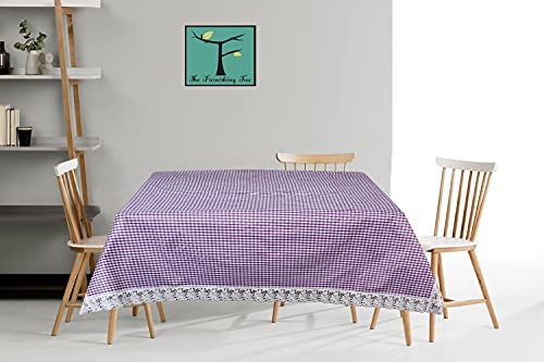 Image of The Furnishing Tree Waterproof Square Shaped Center Table Cover Size 40x40 inches with White Border Lace