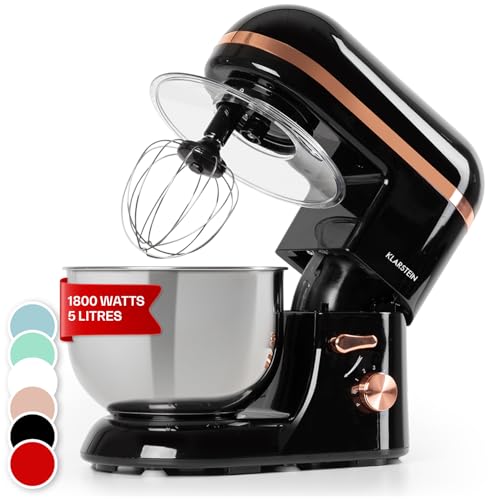 Klarstein 5L Food Mixer - 1800W Stand Mixer with Bowl, Dough Hook, Whisk & 6 Speed Planetary Rotation for Baking Bread & Pastry