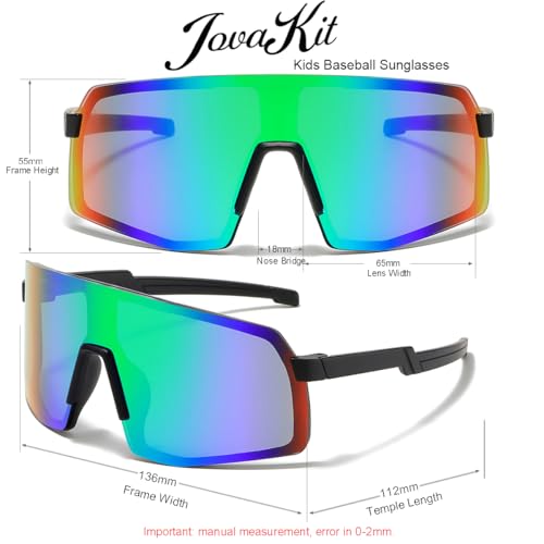 JOVAKIT Kids Baseball Sunglasses for Boys Girls Age 3-13, Youth Baseball Sun Glasses UV400 Sports Cycling Shades3