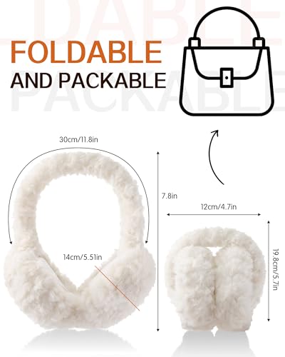 Trifabricy EarMuffs for Women Winter Faux Fur Warm Earmuffs Cute Foldable Ear Covers Cold Weather Fluffy Ear Warmers Adjustable Headband Winter Accessories