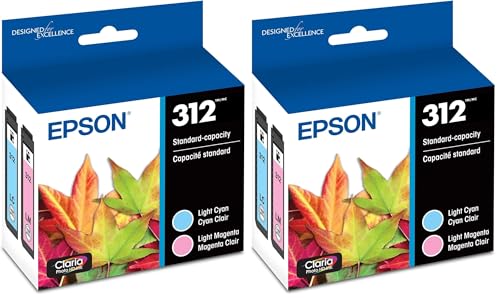 Image of Epson T312 Claria Photo HD -Ink Standard Capacity (T312922-S) for Select Expression Photo Printers, Light Cyan /Light Magenta (Pack of 2)