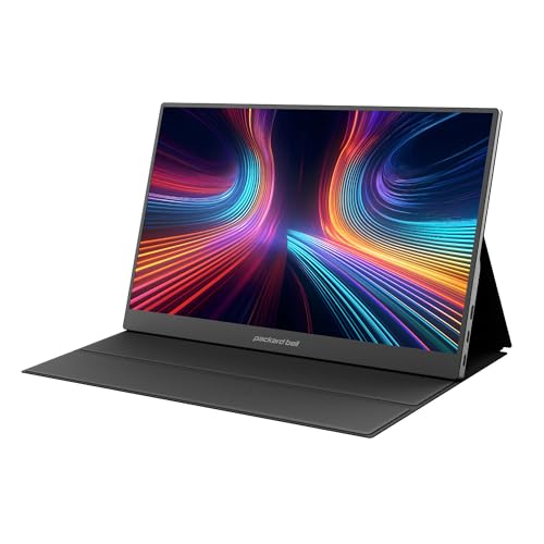 Image of Packard Bell 15.6 inch Portable FHD 1080P Monitor - Ultra-Slim IPS Display with USB-C & HDMI, Smart Cover & Speakers, HDR, Plug & Play - Ideal External Monitor for Laptop, PC, Phone, and Mac