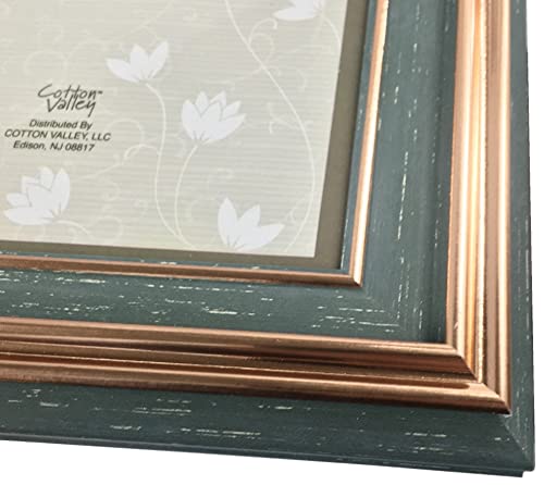 Harmony Frames 8X10 Raised Surface Wood Design Picture Frame Gallery Display Wall And Tabletop, Teal ~ Copper #TOP3