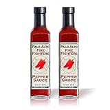 Palo Alto Firefighters Pepper Sauce (8.5oz) - Pack of 2 - Salt Free Pepper Plant Hot Sauce, No Sodium Hot Pepper Sauce, No Salt Sauces