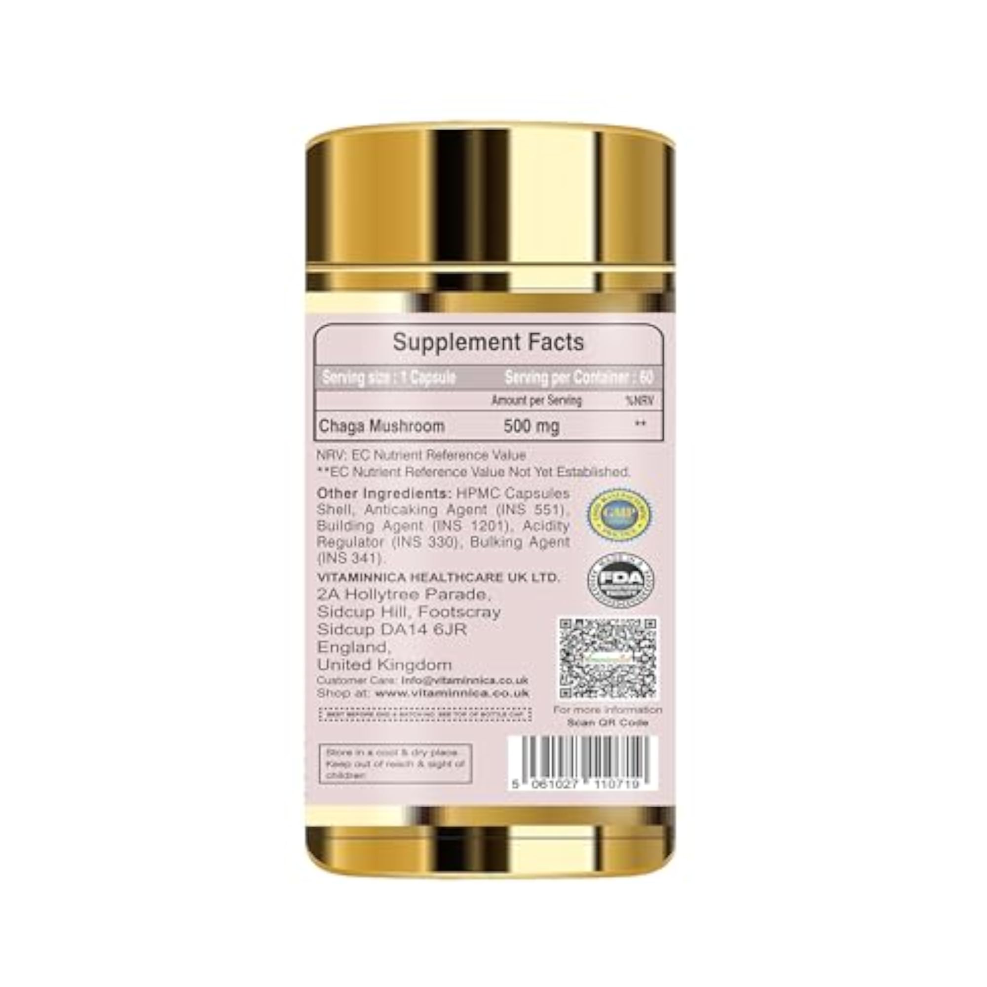 Chaga Mushroom Capsules, Natural Antioxidant Support