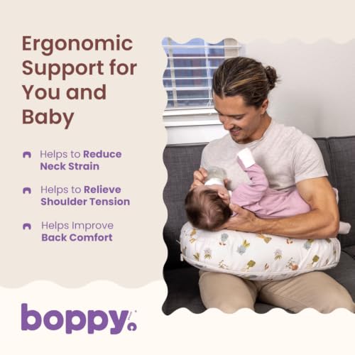 Image of Boppy Nursing Pillow - Verified Safe Breastfeeding Pillow with Softer Fill for Comfortable Support, Machine Wash & Dry Cover, Non-Toxic Materials - Tan Happy Houseplants