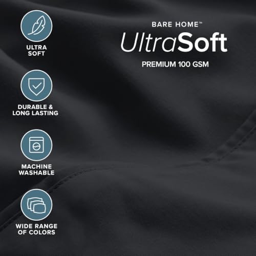 Bare Home Sheet Set 1800 Ultra-Soft with 4 Pillowcases (Full XL, Black) by Bare Home - Used condition - Image 3